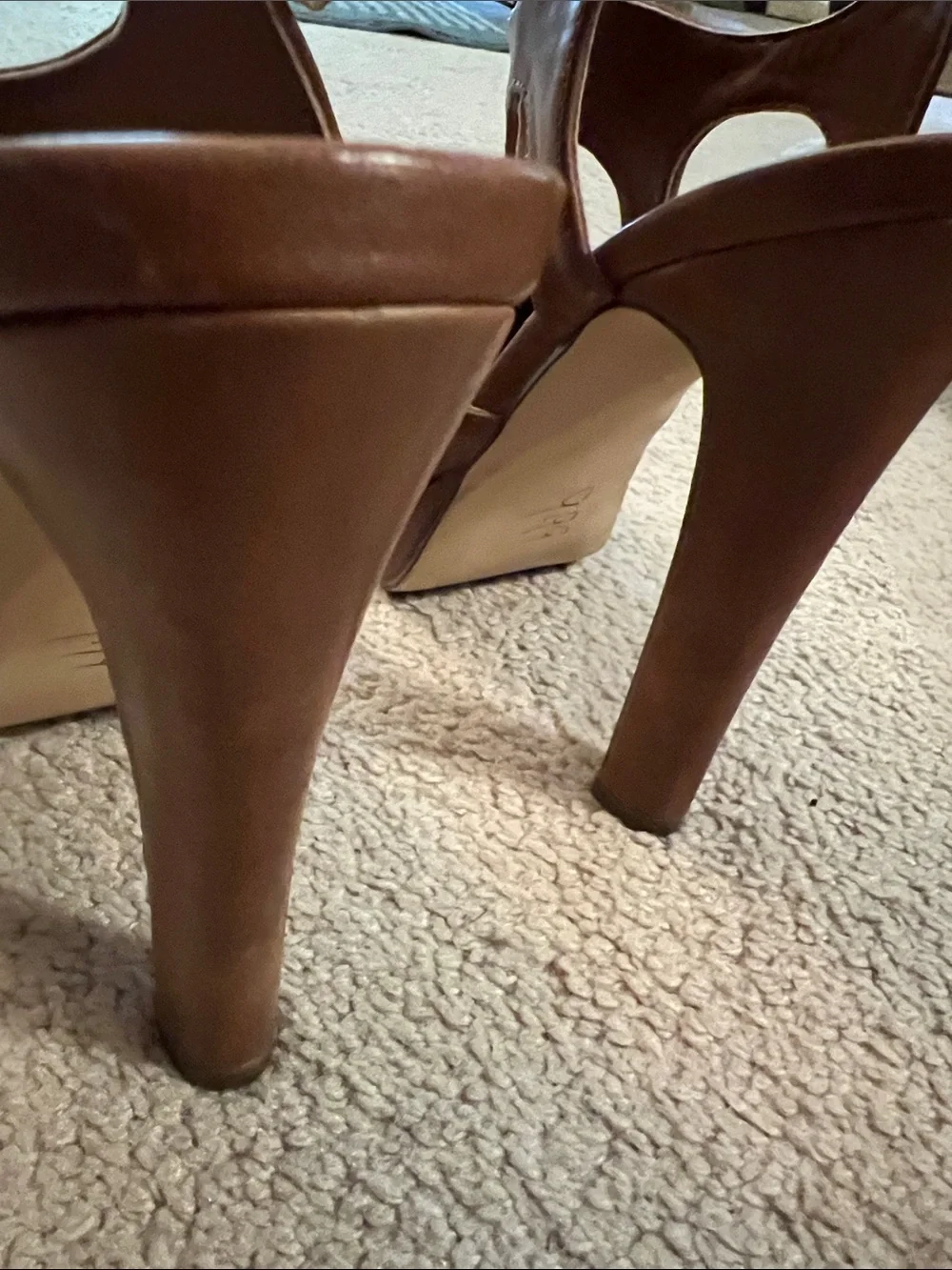 G by Guess Brown Platform Slingback Heels with Gold Insole
